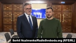 Президент RFE\RL Стивен Капус на встрече с президентом Украины Владимиром Зеленским 26 февраля 2024 года