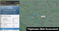 Маршрут полета неизвестного летательного аппарата по данным сервиса Flightradar