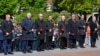 Left to right: Armenian Prime Minister Nikol Pashinian, Belarusian President Alyaksandr Lukashenka, Kazakh President Qasym-Zhomart Toqaev, Kyrgyz President Sadyr Japarov, Russian President Vladimir Putin, Tajik President Emomali Rahmon, Turkmen President Serdar Berdymukhamedov, and Uzbek President Shavkat Mirziyoev lay flowers at the Tomb of the Unknown Soldier on Victory Day in Moscow on May 9.