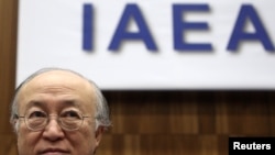 Yukiya Amano at today's IAEA board meeting in Vienna