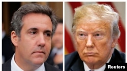 A combo photo shows U.S. President Donald Trump (right) and his onetime personal attorney, Michael Cohen