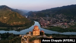 The Jvari Monastery is perched above the ancient town of Mtskheta.