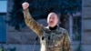 Azerbaijani President Ilham Aliyev delivers a speech during a parade in Khankendi, also known by Armenians as Stepanakert, Nagorno-Karabakh, on November 8.