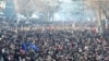 A field of opposition protesters in Tbilisi after the presidential election tally was announced