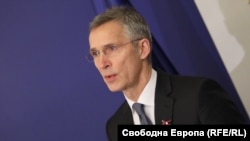 NATO Secretary-General Jens Stoltenberg in Bulgaria on March 1. 