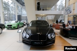 Bentley cars are on sale at a showroom of a dealership outside Moscow in 2016.