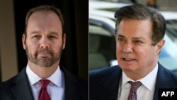 A composite file photo of Rick Gates (left) and Paul Manafort, who both worked on Donald Trump's U.S. presidential campaign. 