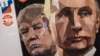 A T-shirt featuring U.S. President Donald Trump and Russian President Vladimir Putin on sale at a souvenir shop in St. Petersburg