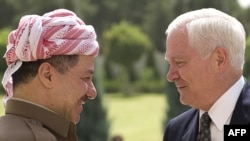 Kurdish regional President Masud Barzani and U.S. Defense Secretary Robert Gates in Irbil