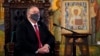 U.S. Secretary of State Mike Pompeo looks on during a meeting with Georgia's Orthodox Patriarch Ilia II at the Patriarchate of Georgia in Tbilisi on November 18.