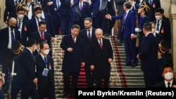 Chinese leader Xi Jinping and Russian President Vladimir Putin in the Kremlin on March 21.