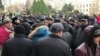 Protesters gathered on January 15 in front of the presidential office in Baku.