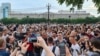 People gather in support of Sergei Furgal, the governor of the Khabarovsk region, in Khabarovsk on July 13.