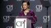 Alsu Kurmasheva speaks at CPJ’s 2024 International Press Freedom Awards ceremony in New York on November 21.