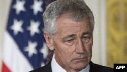 President Barack Obama's nominee for U.S. Defense Secretary Chuck Hagel (file photo)