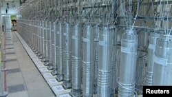 A bank of Iranian centrifuges at a facility in Natanz in 2012