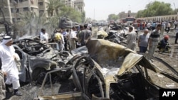 The scene of the massive explosion outside the Foreign Ministry in Baghdad on August 19.