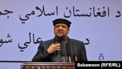 Mohammad Qasim Fahim, Afghanistan's first vice president, at a 2012 press conference in Kabul