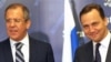 Poland -- Foreign Minister Radoslaw Sikorski (R) with his Russian counterpart Sergei Lavrov in Warsaw, 11Sep2008