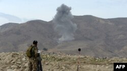 Smoke from a previous U.S. air strike in Nangarhar province